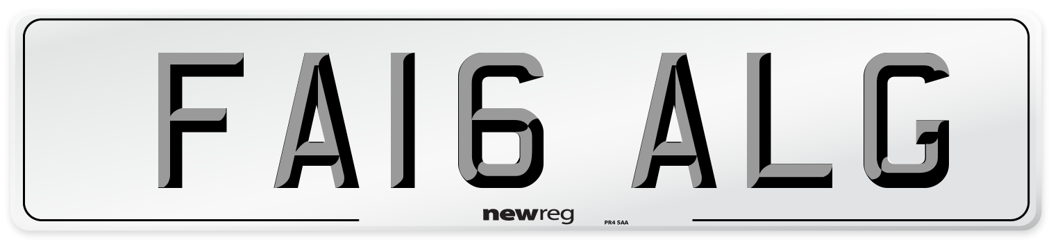 FA16 ALG Number Plate from New Reg